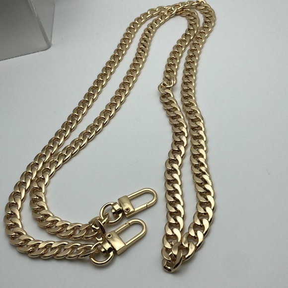 Gold Chain - Iron Flat Gold Chain Replacement Purse Straps Shoulder or Crossbody - Picture 5 of 7